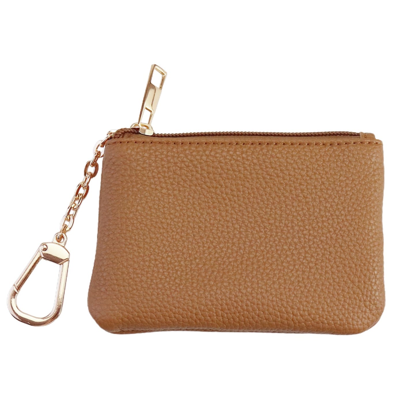 Keychain Coin Purse, Small Change Purse with Card Holder, Keychain Pouch Wallet for Women and Men (Brown)