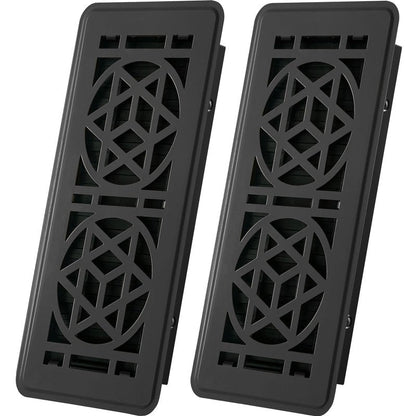2 Pack Floor Vent Covers, Floor Register 4x10, Heavy Duty Walkable Steel Vent Cover, Adjustable Decorative Vent Covers for Home Floor Ceiling or Sidewall Vent, Rust-Proof Finish (Black)