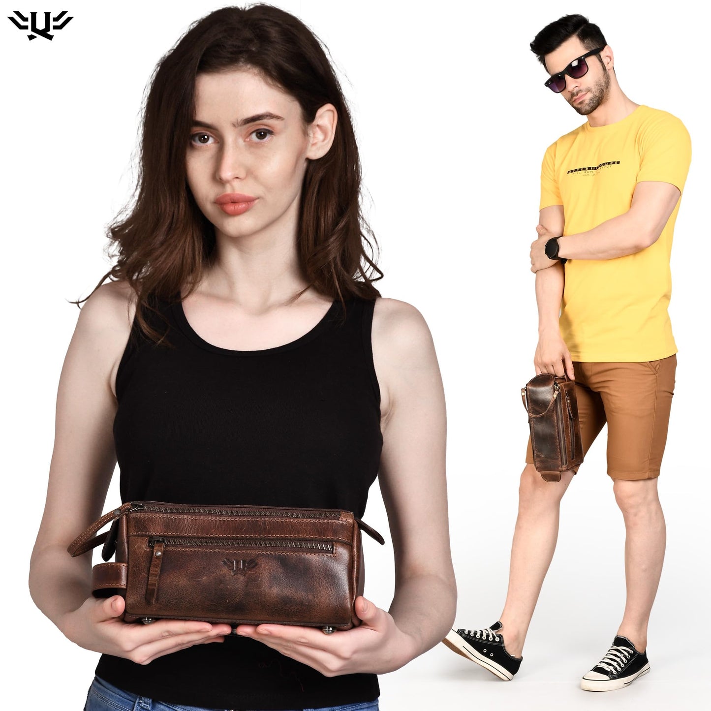 LushLuxeoria Premium Handmade Genuine Leather Toiletry Bag for Men & Women, Dopp Kit & Shaving Travel Organizer, Cosmetic Wash Bag with Zipper Pocket Travel Pouch, Gift for Him & Her - Dark Brown