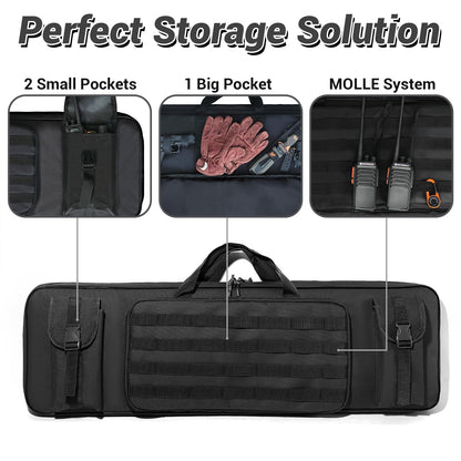KOKKOYA Soft Gun Case for Rifles and Shotguns Long Scoped Rifle Range Bag Backpack with Tactical Pockets Durable Oxford Fabric Adjustable Sling Dual (black, 34 inch x 12 inch)