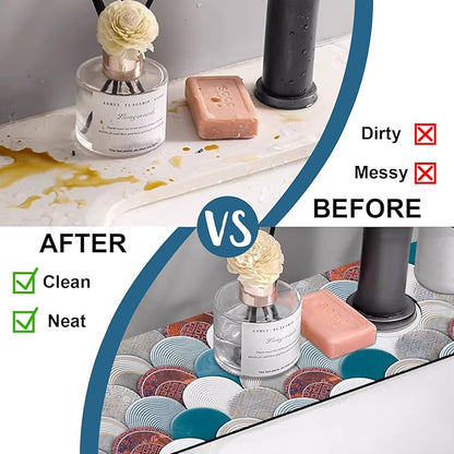 Wall Tiles Texture Sink Faucet Absorbing Mat Ceramic Decor Super Absorbent Fast