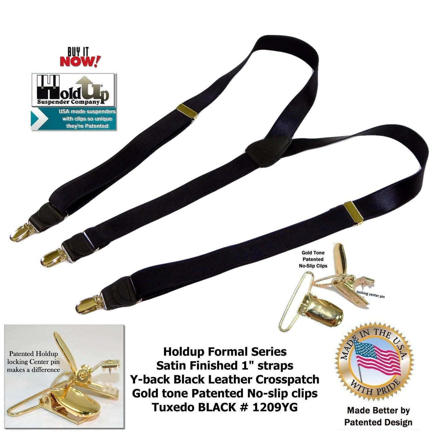 Hold-Up Suspender Company Formal Series Suspenders for Men in Tuxedo YG Style with USA Patented No-Slip Clips