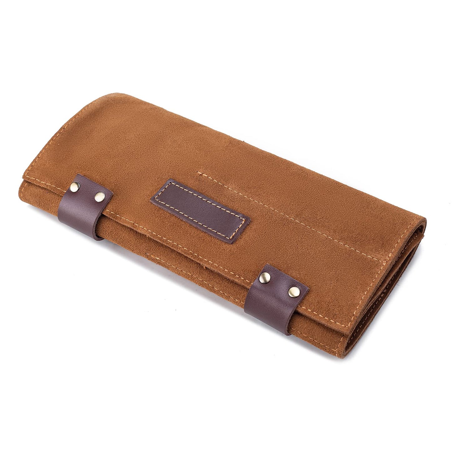 Hair Stylist Scissor Holder Pouch Cases for Hairdressers, Real Leather Scissor Roll Up Bag, Salon Tools Organizer for Barber Hairdresser (V-001-Brown)