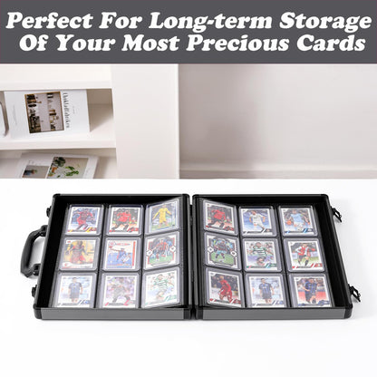 Azamou Toploader Binder for Trading Cards, Hard Cases, Holds 216 Toploaders, 9 Pocket Sleeves for 3" x 4" Cards (Gray 216-Toploaders)