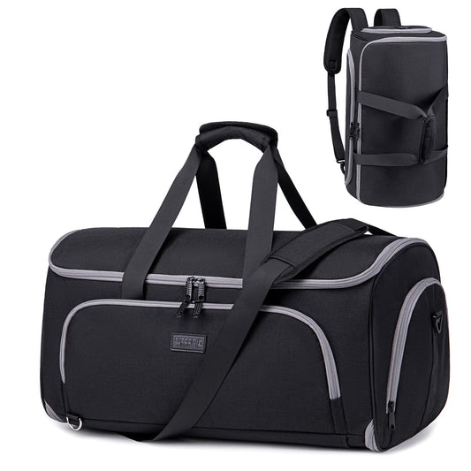 Vessgra Convertible Garment Bags for Travel, 4 in 1 Duffle Bag for Travel 58L Capacity Carry on Garment Bag with Shoes Compartment Travel Garment Bag with Shoulder Straps Suit Bag for Men Women,Black