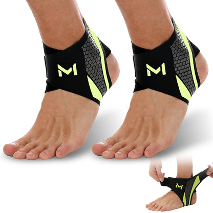 Ankle Brace for Men & Women, Adjustable Figure-8 Stabilizer with Straps for Basketball, Volleyball & Running, Compression Sleeve for Sprained Ankle, Plantar Fasciitis & Tendonitis Relief (2 Pack,Green)