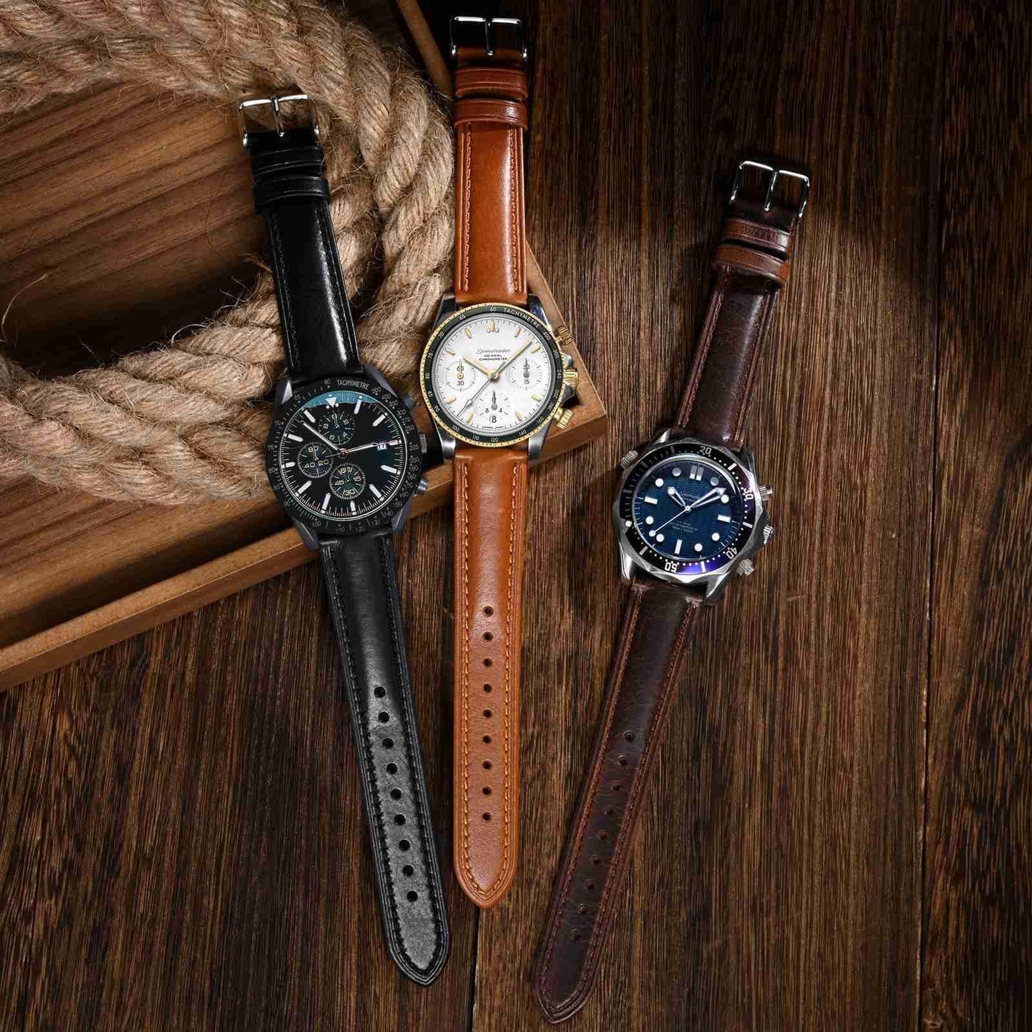 BISONSTRAP Retro Leather Watch Straps for Men, Oil Waxed Calfskin Replacement Band, Quick Release, 19mm, Toffee Brown (Gold Buckle)