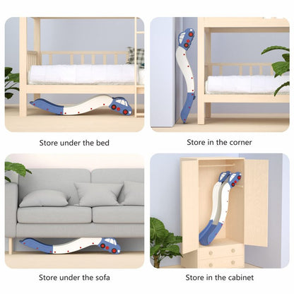 Couch Slide for Stairs Bed Kids Extended Widened Toddler Slide Plastic Indoor Toy Easy to Assemble Store Car Blue Plus