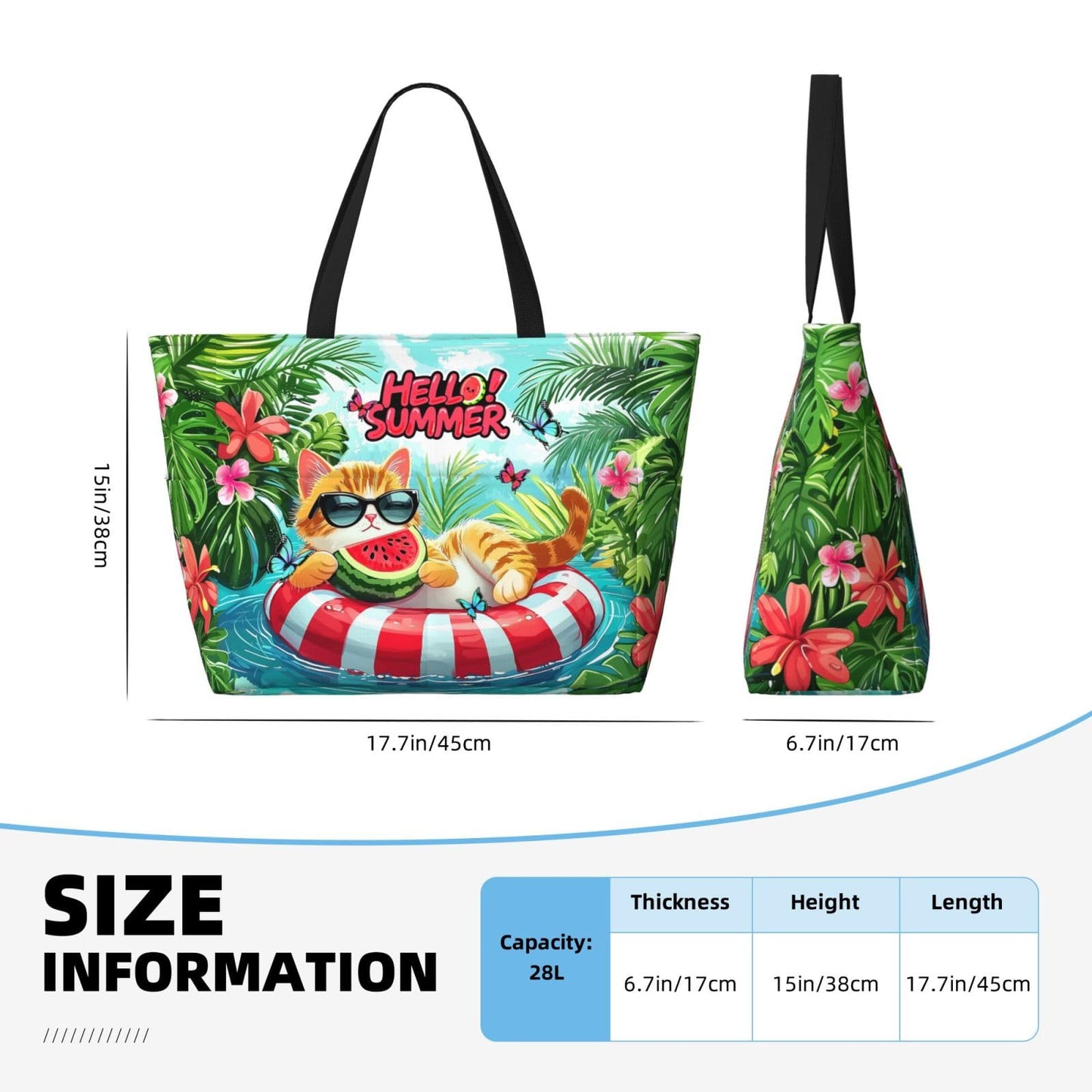 Sylaxfop Extra Large Beach Bag, Waterproof Sandproof Beach Totes Bags With Zipper, Cute Cat Lightweight Foldable Weekender Pool Bags For Women Pool Travel Vacation Gym