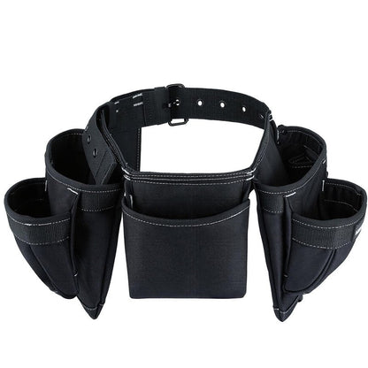 MELOTOUGH 14-Pocket Tool Belt Combo with Pouches for Electrician & Carpenter, Heavy Duty Adjustable Work Utility Belt for Men, Industrial-Grade Tool Rig Organizer, Work Apron（Black）