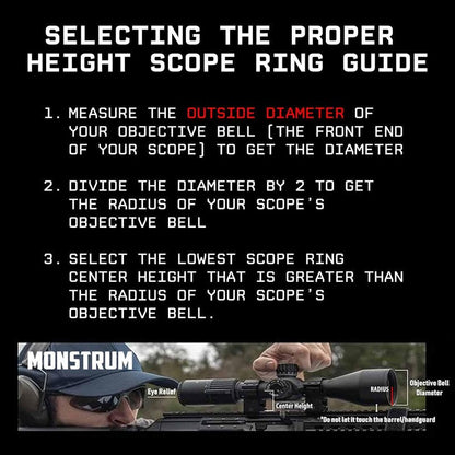 Monstrum Next Level Scope Rings with Integrated Level Bubble and Anti-Recoil Lugs | 1 inch Diameter | 1.00 Center Height
