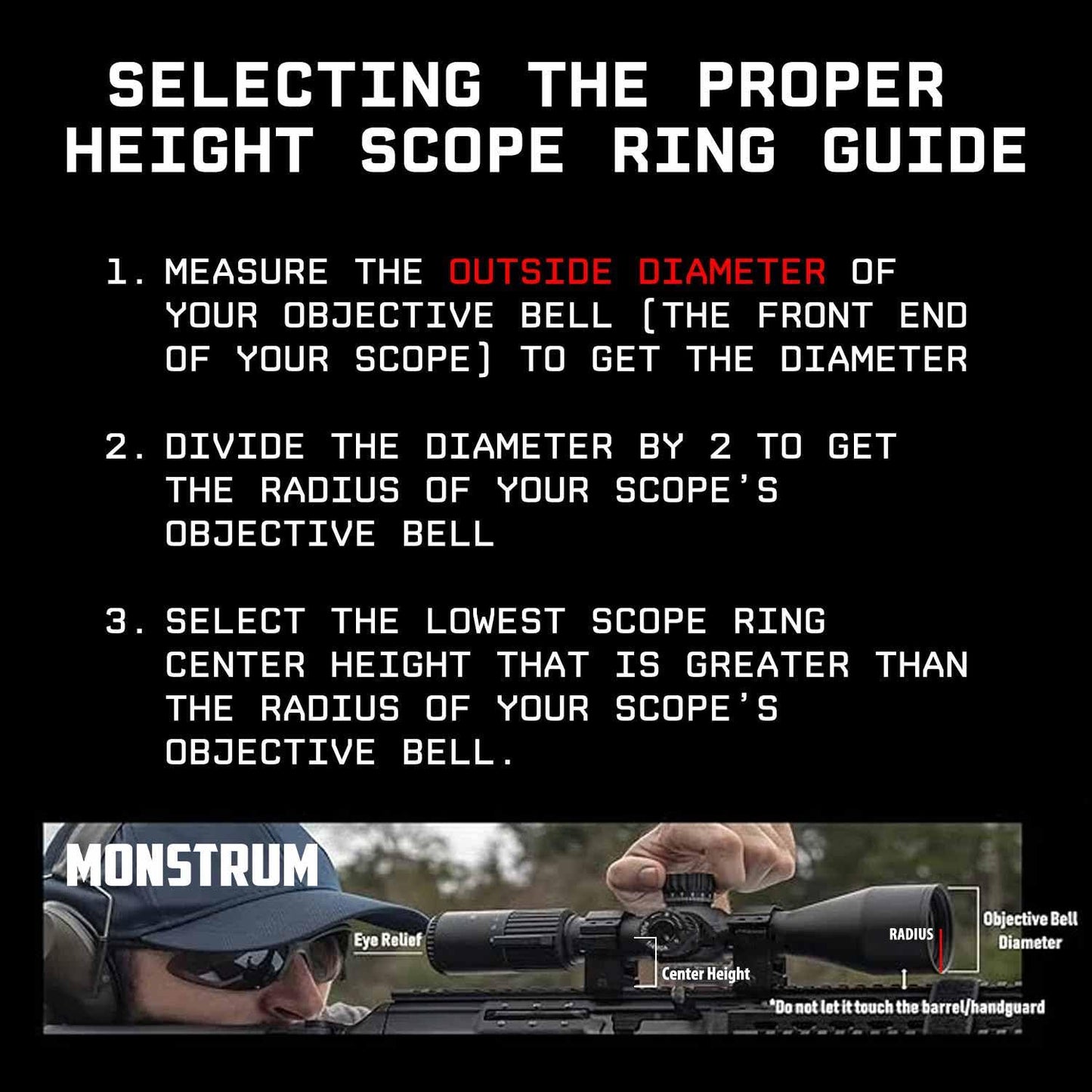 Monstrum Precision V2 Scope Rings with Picatinny Anti-Recoil Lugs | 30 mm Diameter | 0.85 inch Center Height