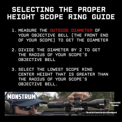 Monstrum Precision V2 Scope Rings with Picatinny Anti-Recoil Lugs | 30 mm Diameter | 0.85 inch Center Height