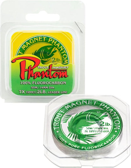 Trout Magnet Fluorocarbon Leader Line - Ultra-Invisible 100% Clear Tippet for Trout Fishing | 50 Meter Spool