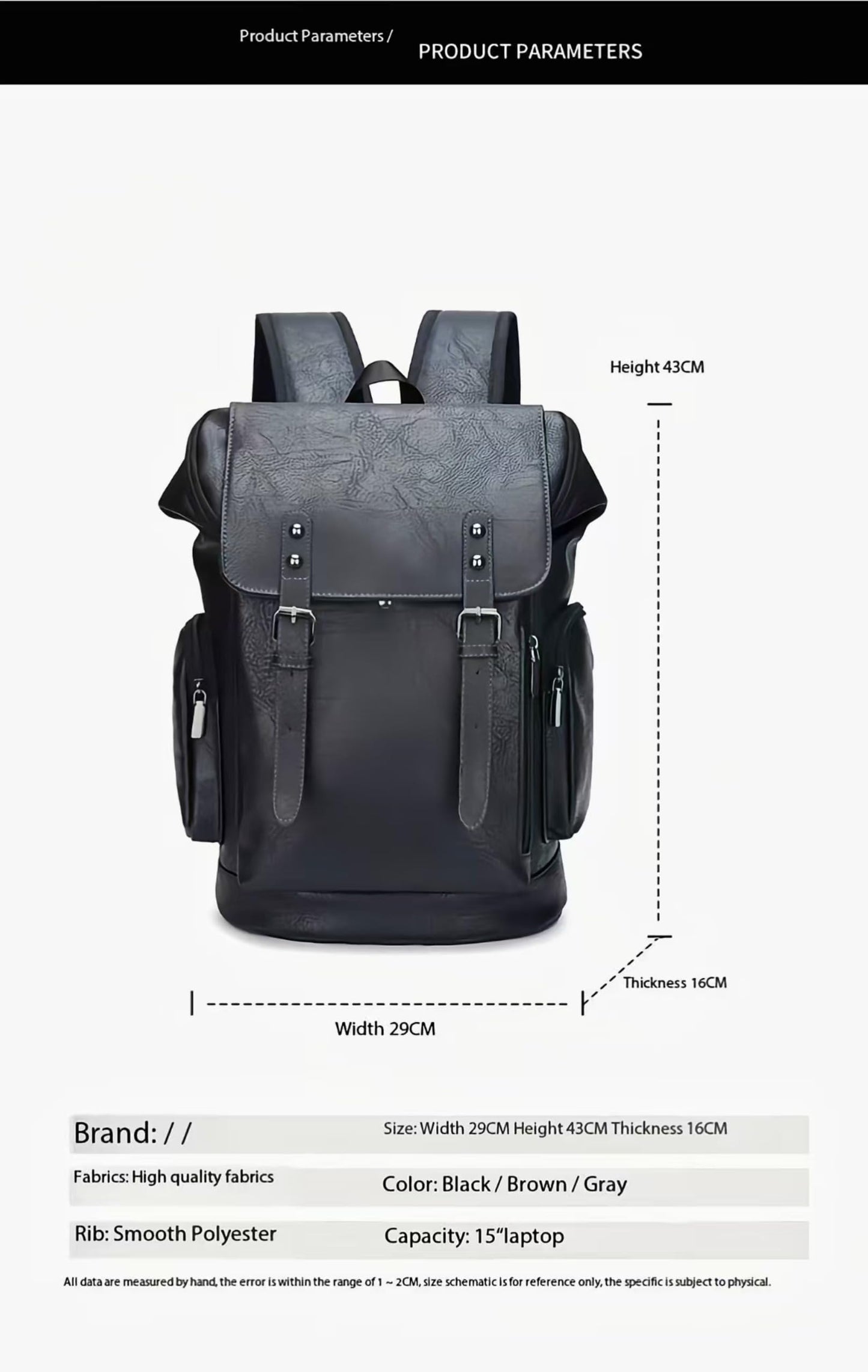 CYLYWJD Men's PU leather backpack, Vintage Flap Cover Daypack for Work Travel College, 15 Inch Laptop Rucksack (black3,Backpack)