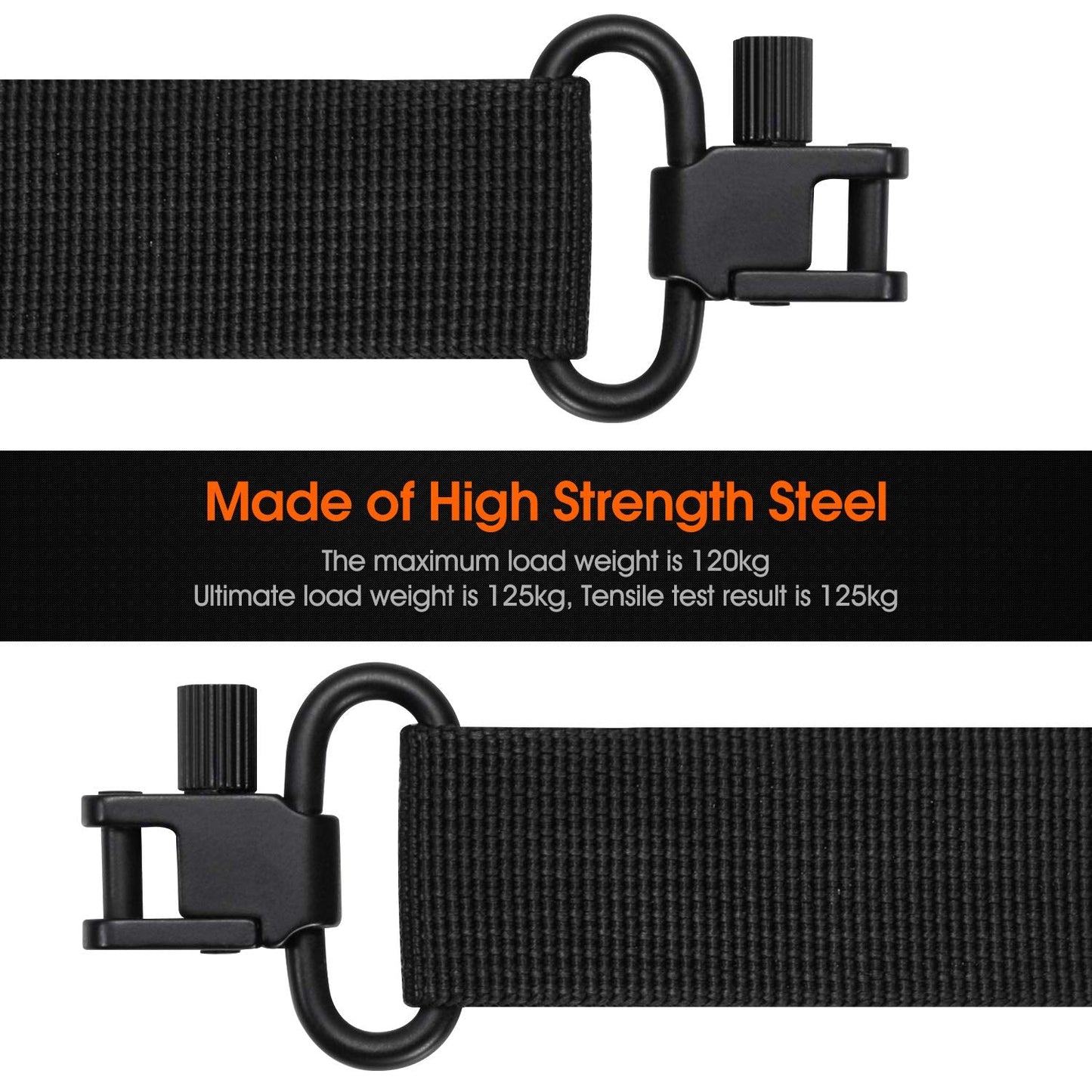 VVAAGG Metal Rifle Sling Swivel Mount 1.25 inch Two-Point Gun Sling Attachment Clips