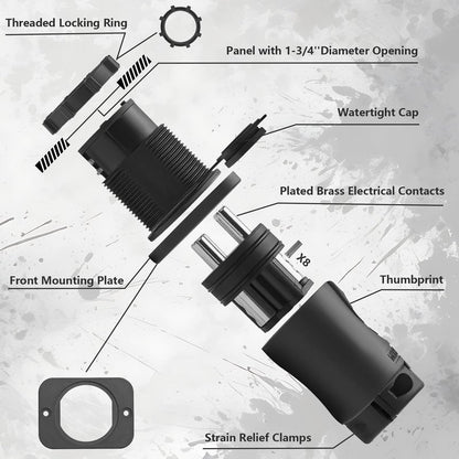 Moestoont 70A Trolling Motor Plug for 2 or 3 Wire 12-48V Systems Compatible with Minn Kota Marine Boat, Watertight Heavy Duty Electrical Power Connector Black