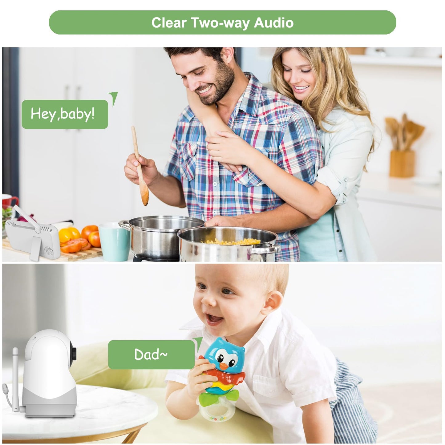 OKAIDI Baby Monitor with Camera and Audio, 5" Large Screen with 30-Hour Battery, 1000ft Range Video Baby Monitor, Remote Pan-Tilt-Zoom Baby Monitor No WiFi, Night Vision, VOX, 2-Way Talk, 8 Lullabies