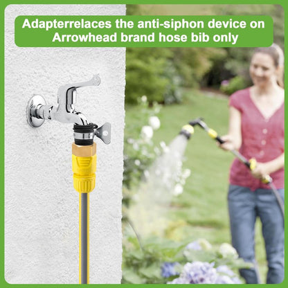 Garden Hose Bib Adapter 1-1/16" Fine Thread (Female) to 3/4 GHT Male Backflow Preventer Adapter for Standard Arrowhead Hose Bibs & Vacuum Breaker Faucet Fitting,Outdoor Faucet to Garden Hose Connector