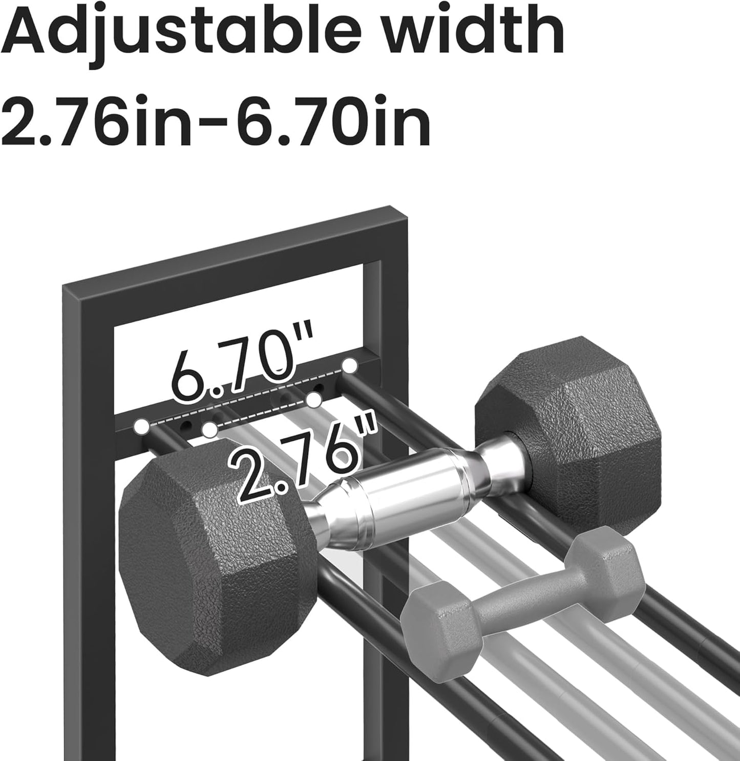 Pickpiff Adjustable 3-Tier Dumbbell Rack –Sturdy Heavy-Duty Metal Weight Storage Stand for Dumbbells and More – Space-Efficient Home Gym Organizer – 600 lb Capacity (Dumbbells Not Included)