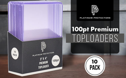 Platinum Protectors 100pt Toploaders Trading Card Protectors (10-Count) - Clear Hard Plastic Top Loader Sleeves for Autos, Refractors, etc