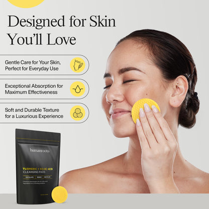 Turmeric Kojic Acid Cleansing Pads - Turmeric Face Scrub Pads with Vitamin C (30 Pads), Kojic Acid and Turmeric Cleansing Pads for Exfoliation - Made with Vitamin B5