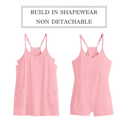 ANRABESS Women Athletic Dress Summer Tennis Workout Active Sports Mini Romper Dress Built in Shorts Travel Vacation Clothes Pink Large