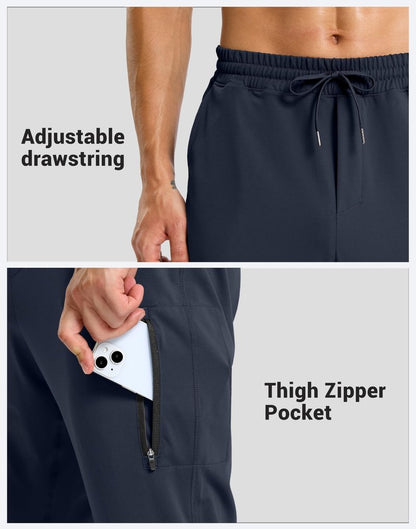 G Gradual Men's Joggers with Zipper Pockets Athletic Workout Running Track Pants Stretch Gym Sweatpants for Men(Navy,L)