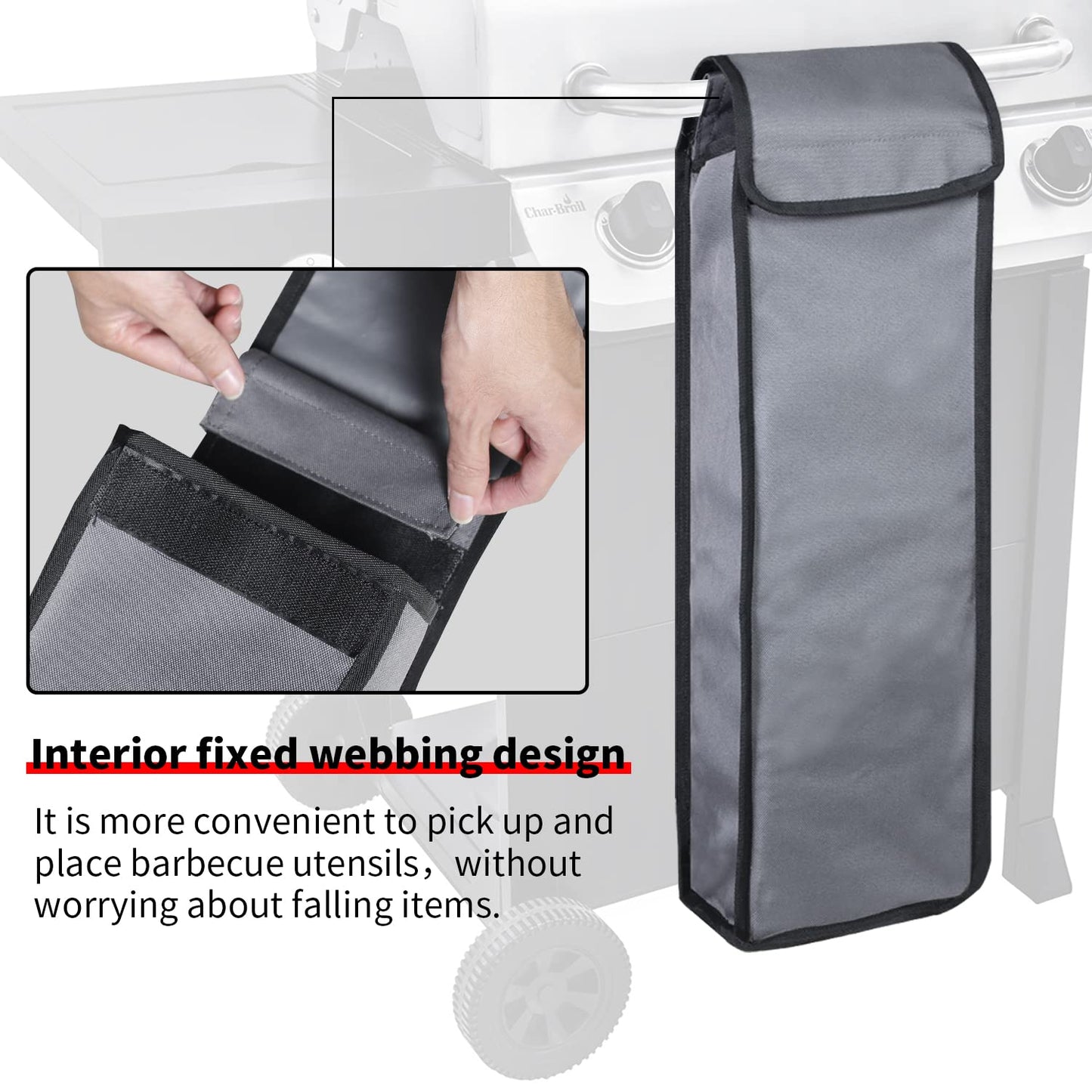 YUJHON Grill Utensil Accessory Storage Bag Grey Waterproof BBQ Tool Storage Bags Grill Tools Foldable Barbecue Appliance Bracket Bag for Camping Hiking Barbecue（2 Pack）