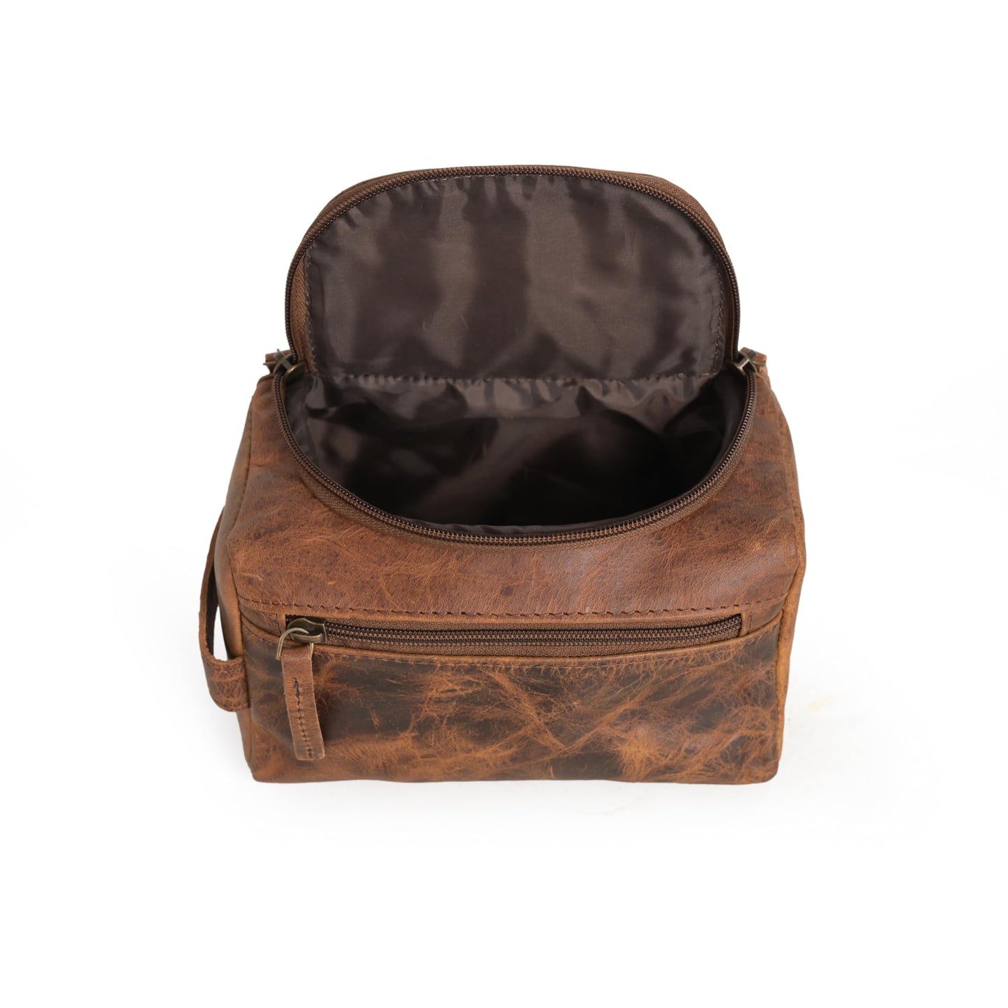RusticVintage (7.5 inch Small) Real Full Grain Leather Toiletry Bag for Men, Dopp kit with Waterproof Lining, Toiletries Organizer, Grooming Travel Bag Pouch, Bathroom Shaving Kit Zipper Bag