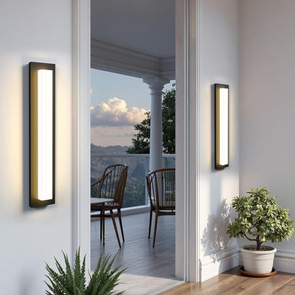 LamQee 23.6 in Aluminum Long Outdoor Wall Lights, 2900K 1580LM LED Waterproof IP65, Linear Modern Exterior Lighting Fixtures Wall Mount Outside Sconce Acrylic Shade for House Porch Patio Garage Door
