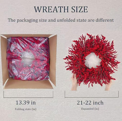 20 Inch Christmas Wreath for Front Door,Artificial Berry Wreath, Modern Farmhouse Flower Wreath, Used for Window, Wall, Porch, and Other Indoor and Outdoor Home Decorations