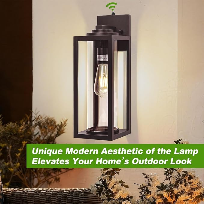 Dusk to Dawn Outdoor Wall Light Fixtures - 2 Packs Exterior Waterproof Outdoor Lighting, Modern Porch Sconces Wall Mounted Lighting, Industrial Anti-Rust Matte Outside Lantern for Front Door