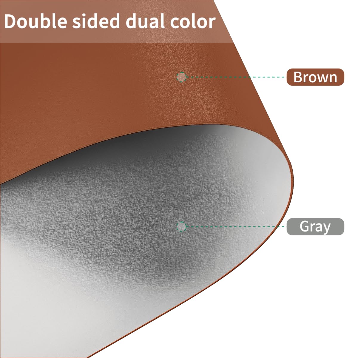 Zinkooat Faux Leather Table Cover,1.8mm Thick,12x72 Inch Table Protector,Glass Table Protector,Table Sticker Cover,Desk Covers On Top of Desks.(Brown+Gray,12x72)