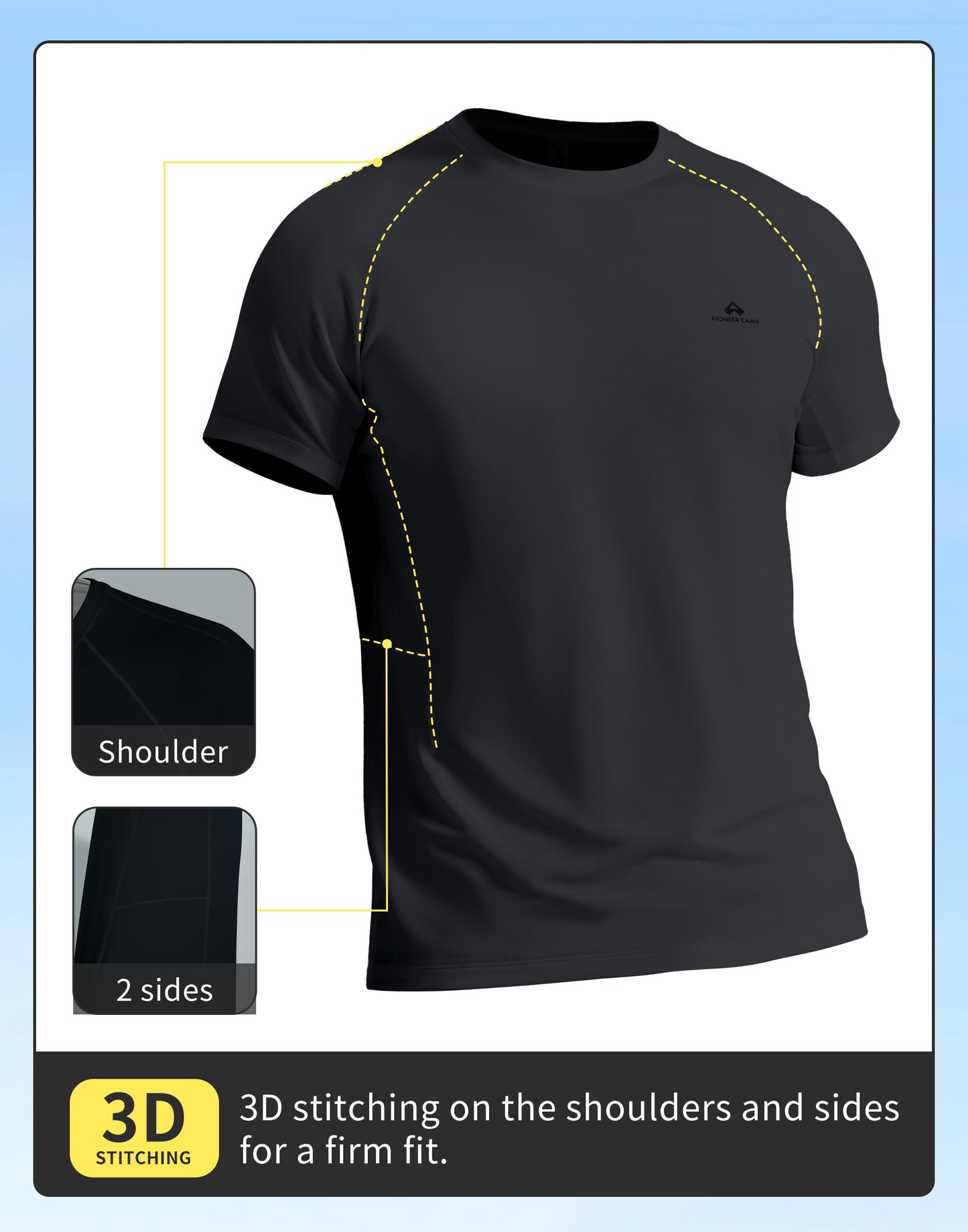 Pioneer Camp Mens Moisture Wicking Running Workout Shirt Performance Athletic T-Shirts UPF 50+ Short Sleeve Active Gym Tops