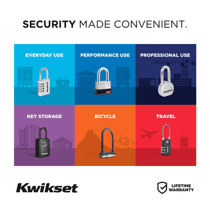 Kwikset SmartKey Re-Keyable Laminated Steel Padlock with Boron Carbide Shackle, with Weather Cover, Outdoor Gate and Storage Lock, 2 in Body, 1-1/2 in Shackle, 4 Pack Keyed Alike, Silver