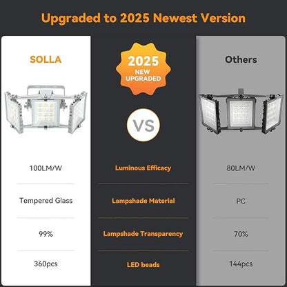 150W 2025 Plus New Upgraded LED Flood Light Outdoor, 15000LM Super Bright Stadium Lights, 6000K Daylight White, IP66 Waterproof, 3 Heads Adjustable Outdoor Floodlight for Yards, Arena, Garden