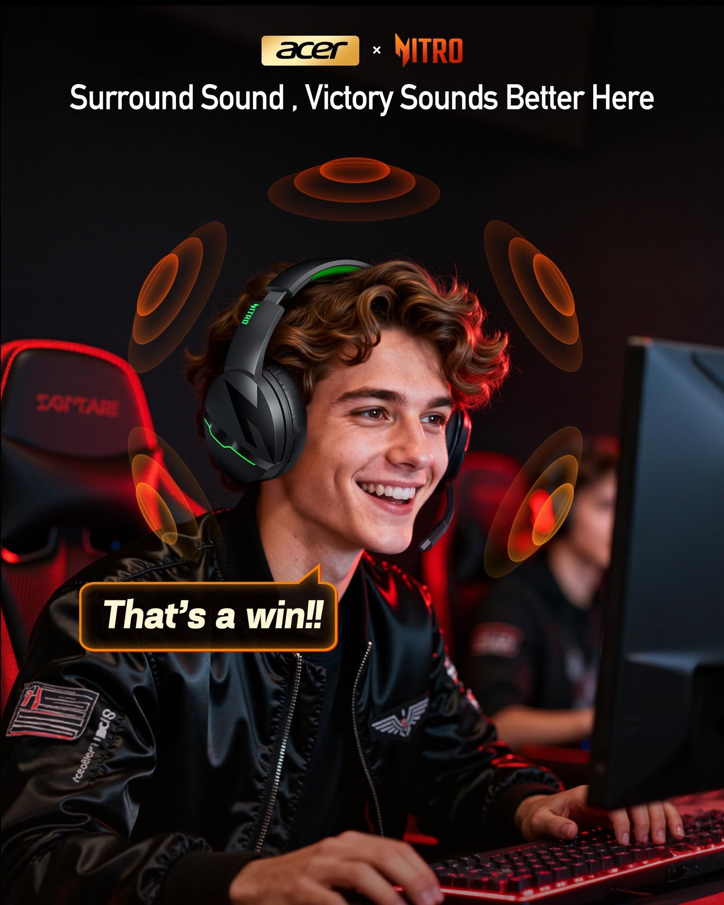 acer Wireless Gaming Headset, PS5 Headset with 2.4GHz for Ps5, Ps4, PC, Switch, Bluetooth 5.3 + 100Hrs Gaming Headphones with Noise Canceling Mic for Laptop, Mobile, Mac, 50mm Drivers (Green)