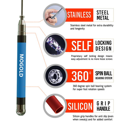 2-in-1 Speed Rope: 2mm for Boxing/MMA & 3mm for CrossFit - Tool-Free Adjustable Cable System with Dual Bearings - Sweatproof Hybrid Grip for High-Intensity Training