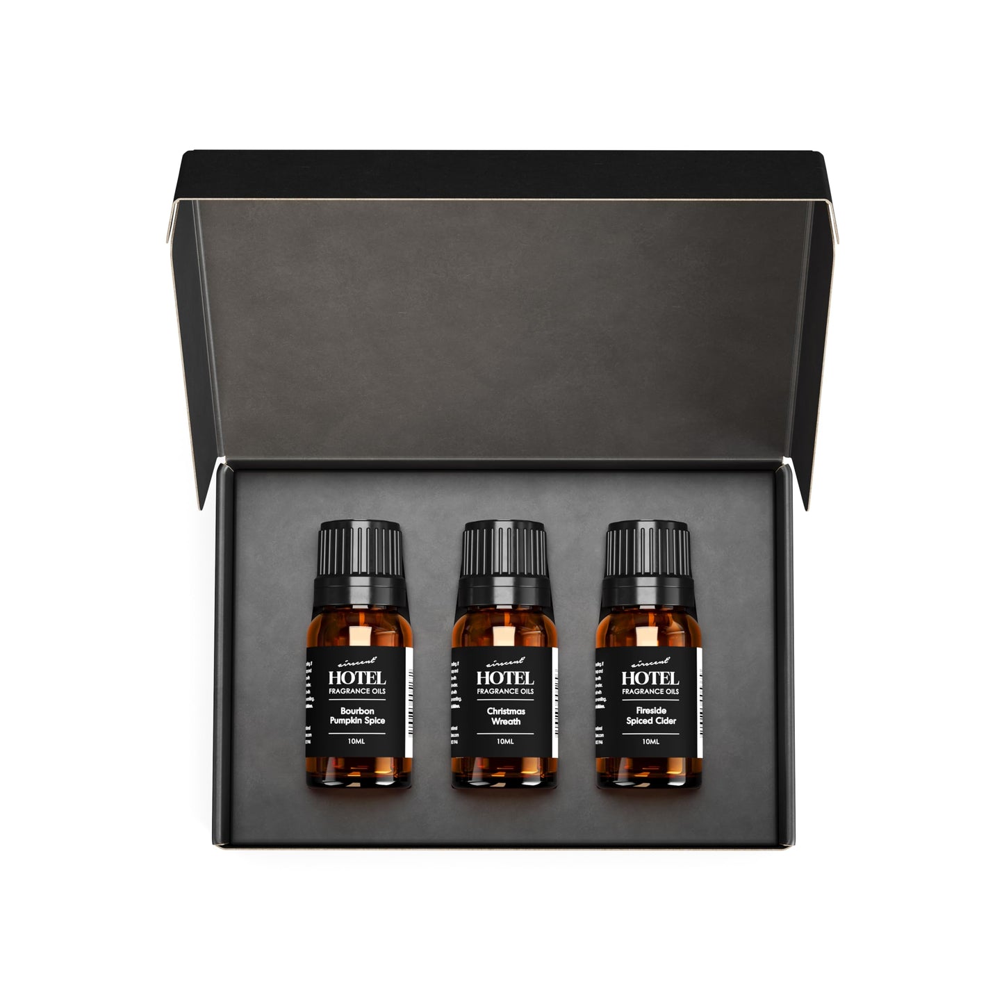AirScent Holiday Scents Christmas Diffuser Oil 3 Pack Gift Set - 10 mL, 0.34 fl oz Fragrance Oil Set - Bourbon Pumpkin Spice, Christmas Wreath and Fireside Spiced Cider Scents