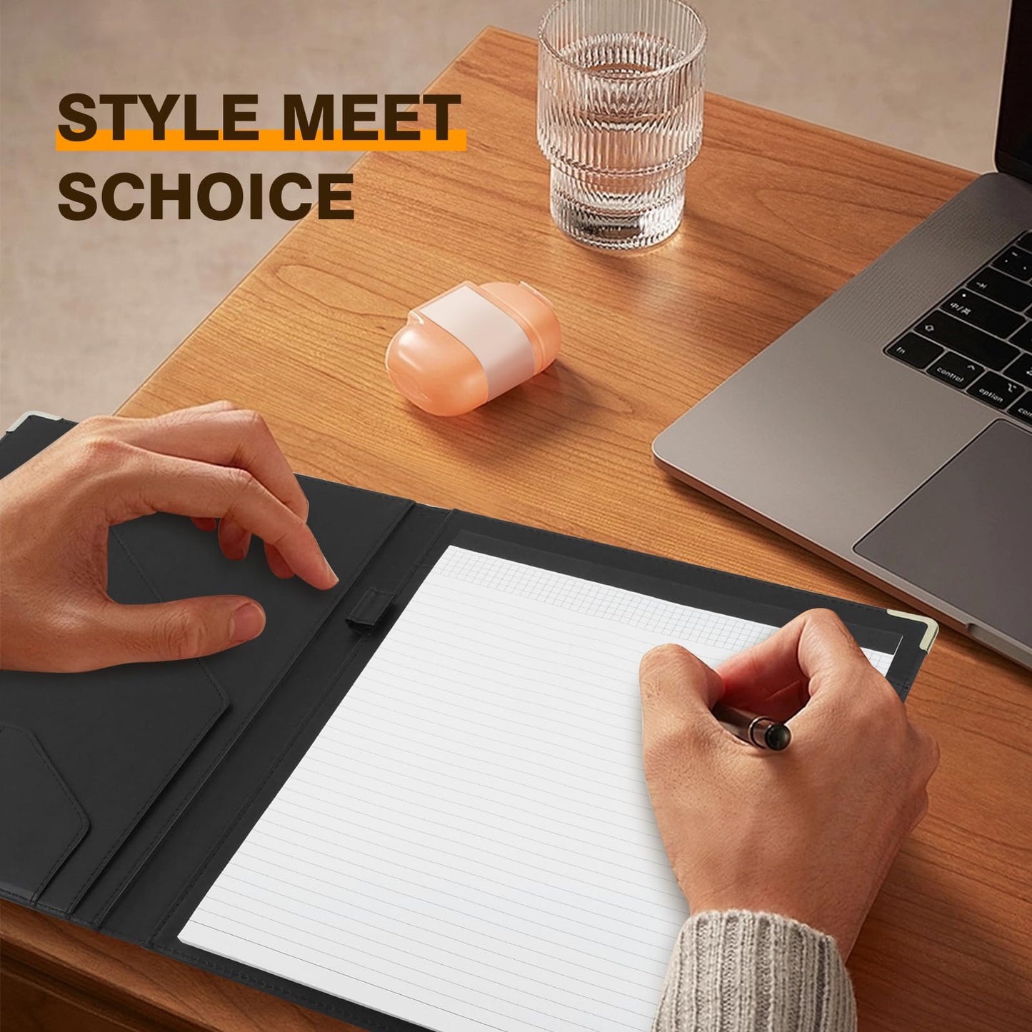 Tiankool Padfolio Portfolio Binder – Thickened Business Folder for Interview Resumes, Legal Documents | Notepad Not Included,Durable, Black