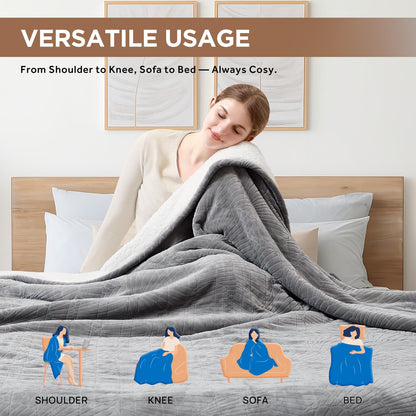 Westinghouse Heated Throw Blanket, Flower Jacquard Electric Blanket Throw with 6 Heating Levels and 2-10 Hours Auto-Off, Flannel to Sherpa Super Cozy Heated Blanket, Machine Washable (50" x 60" Beige)