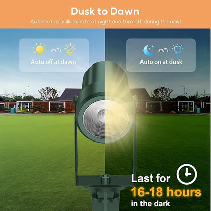 ZYAN Solar Powered Landscape Spotlights, Green Cord Solar Spot Lights Outdoor Auto On/Off, Waterproof Landscape Lighting for Yard, Garden, Lawn, Plant, Tree, Wall, Fence (Warm-White, 4 Pack)
