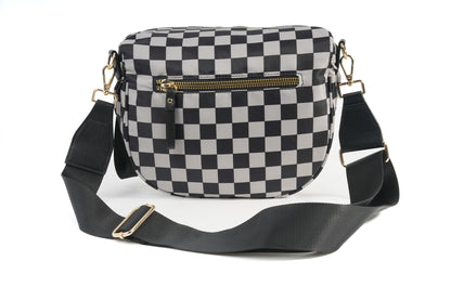 Spacious Checkered Nylon Crossbody Bag Bum Bag Checkered Handbags Wallets for Women