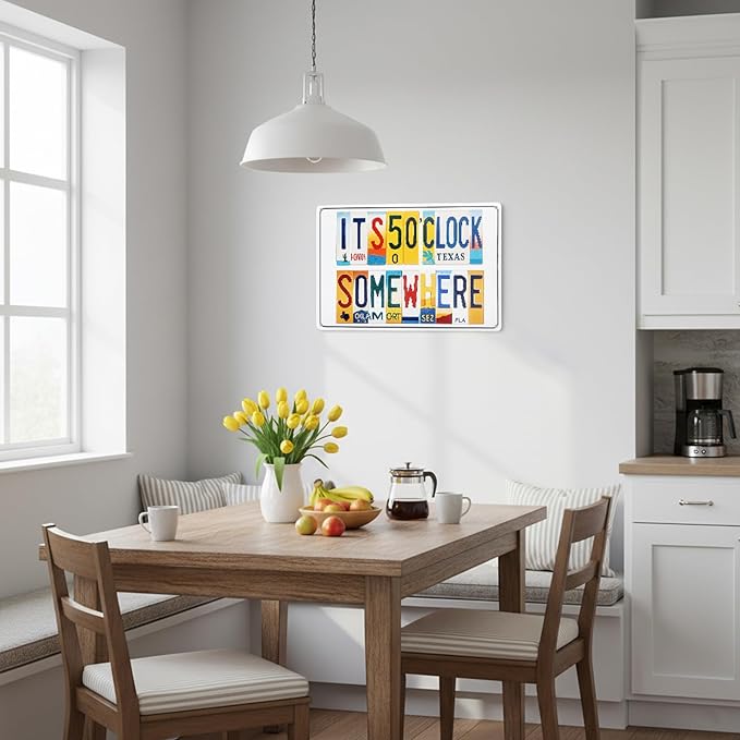 It’s 5 O’Clock Somewhere All-Aluminum Metal Sign – Vintage License Plate Style Wall Decor for Home Bar, Patio, Poolside, Beach, Restaurant, Party Decorations – 12 x 8 Inch