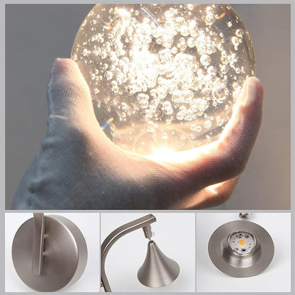 Wall Sconce Indoor, LED Modern Crystal Wall Sconces, Bubble Sconce Wall Lighting for Bedroom Dining Room Living Room Hallway Vanity Bathroom, Nickel