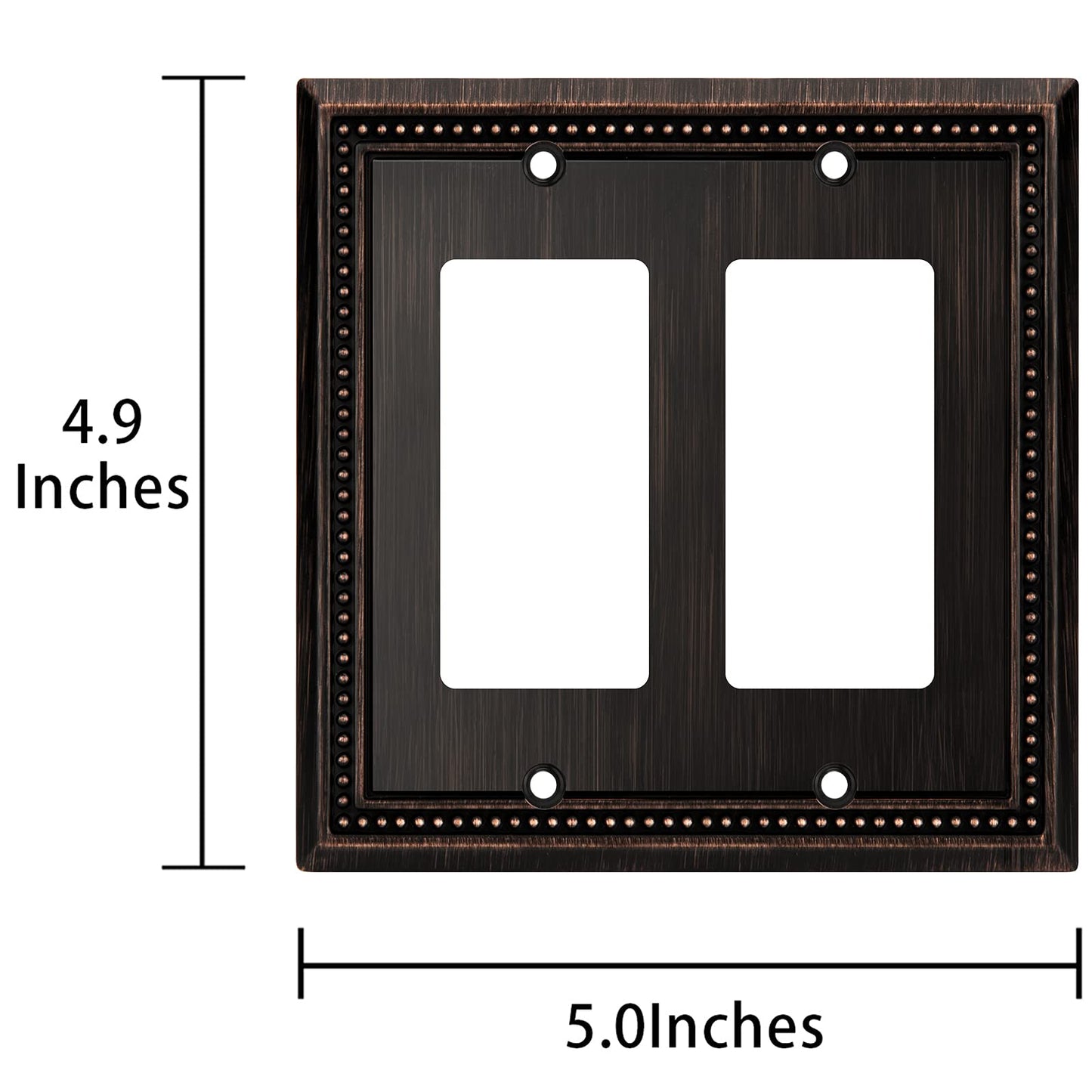 Henne Bery Sunken Pearls Heavy Duty Decorative Wall Plate Switch Plate Outlet Cover (Double Decorator, Aged Bronze)