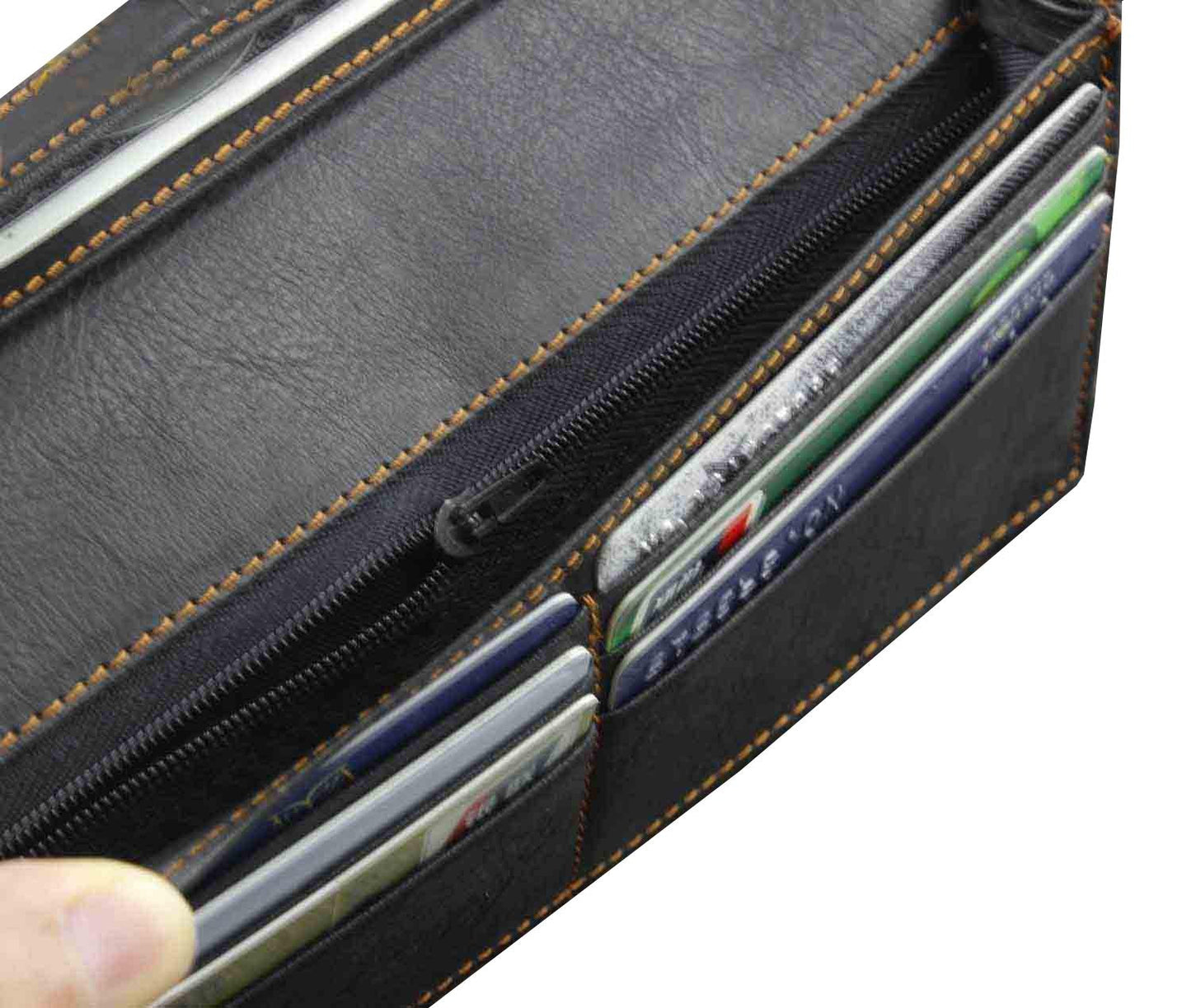 vogueteen Biker Rock Star Concho Mens Card Money Long Black Real Leahter Wallet With Chain