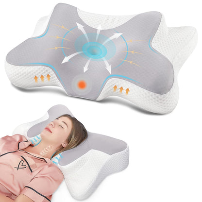 DONAMA Cervical Neck Pillow for Pain Relief,Odorless Contour Memory Foam Pillows with Cooling Pillowcase Cozy Sleeping, Orthopedic Ergonomic Bed Pillows for Side Back Stomach Sleepers