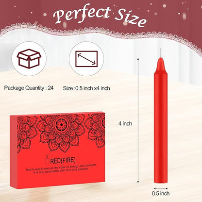 Tobeape Red Christmas Candles Set of 24, 4" Red Spell & Chime Candles, Unscented Mini Pyramid Taper Candle for Witchcraft, Wiccan Altar, Magic Tools, Rituals, Prayer, Meditation, Party Decoration